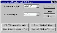 OCU Menu and Serial Number Setup